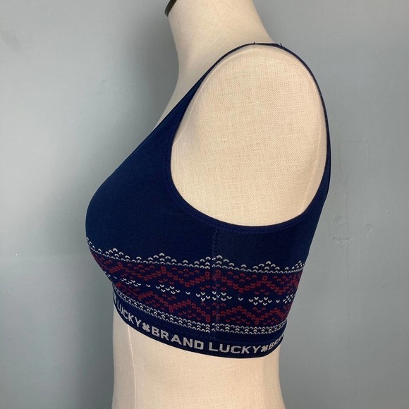 Lucky Brand Seamless Comfort Bra Size M Lightly Padded Sports Bra Navy Red White - Picture 5 of 10